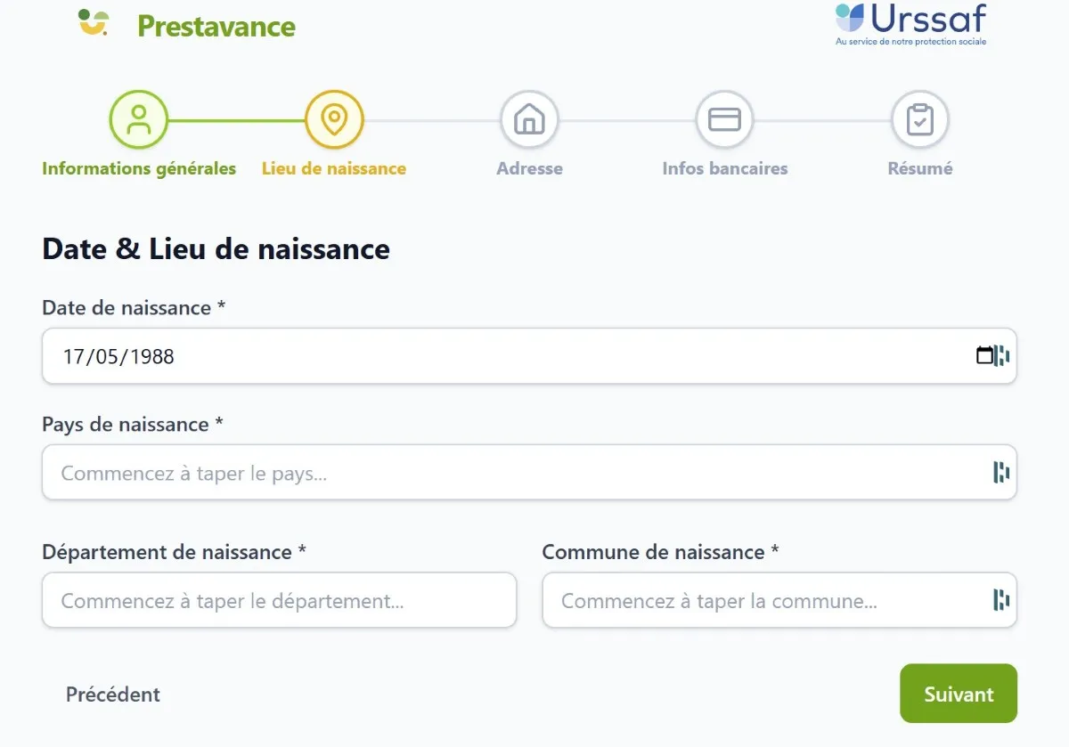 Fonctionnalité d'auto-inscription d'un client à l'Avance Immédiate sur Prestavance